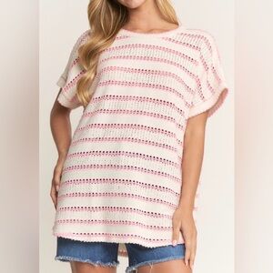 Women’s Pink & White Top S-3X